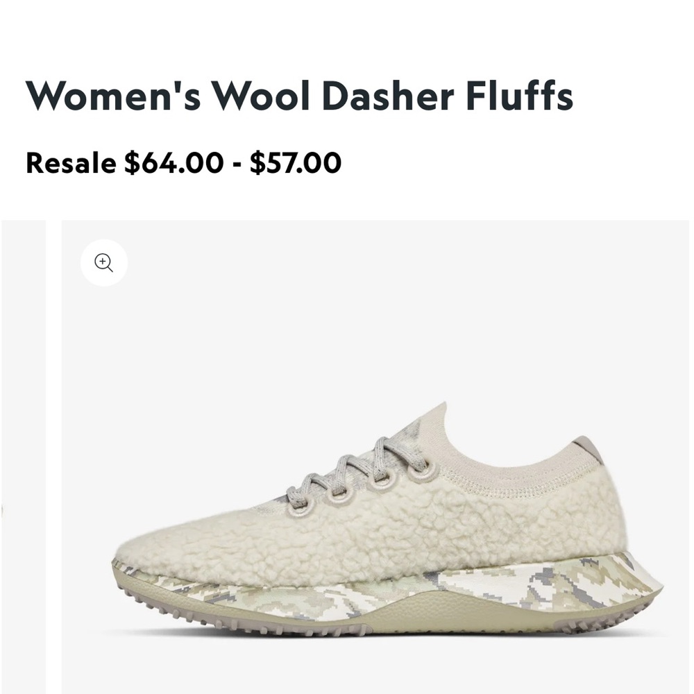 Allbirds Women's Wool Dasher Fluffs in Natural White Womens Size 8